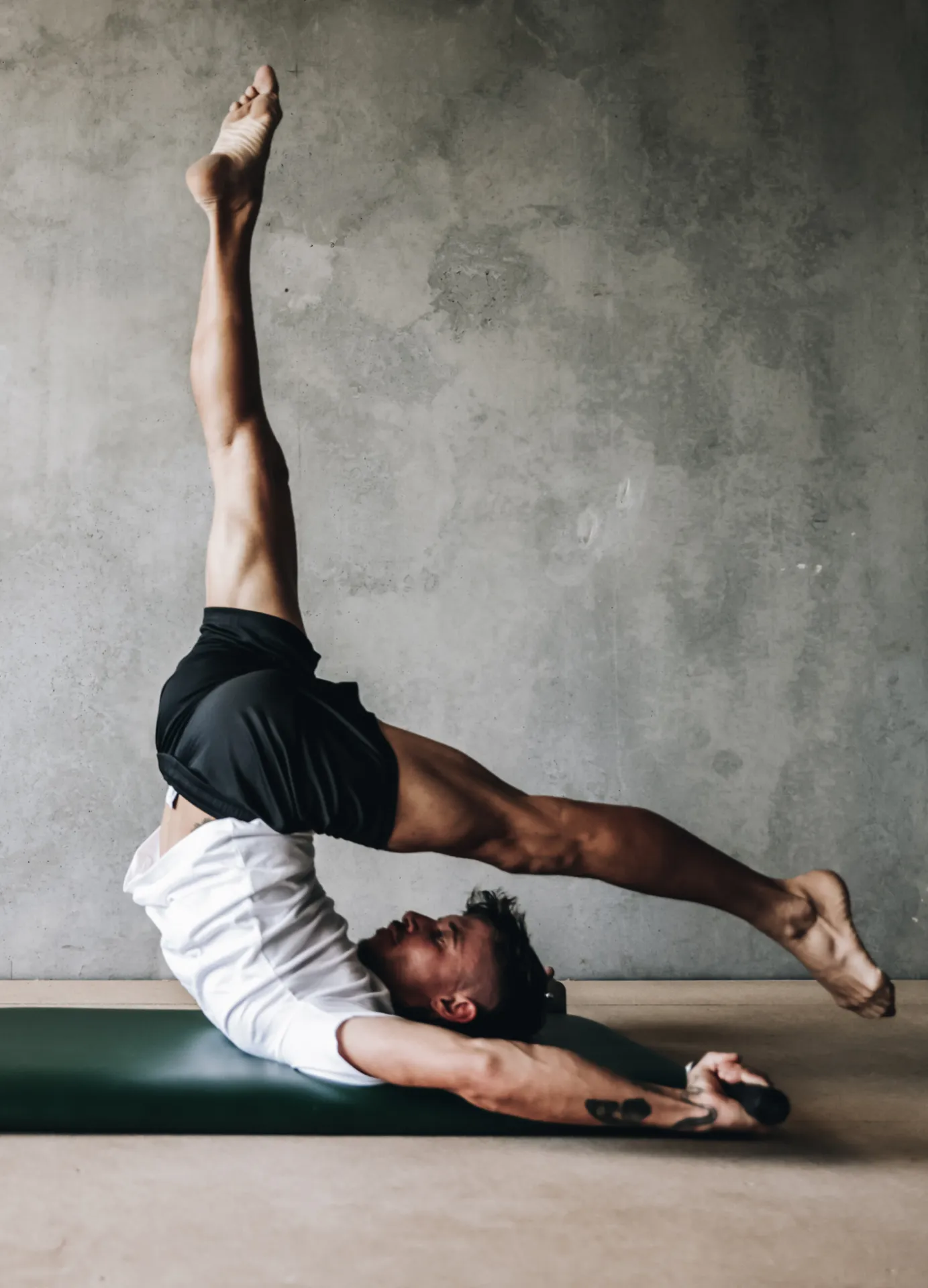 Man practicing pilates